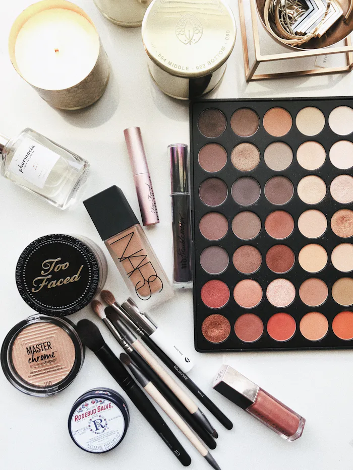 Editorial makeup flat lay — an individual content strategy built around your brand